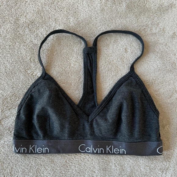 Calvin Klein Charcoal Gray Racerback Spaghetti Strap Bralette - Picture 1 of 4